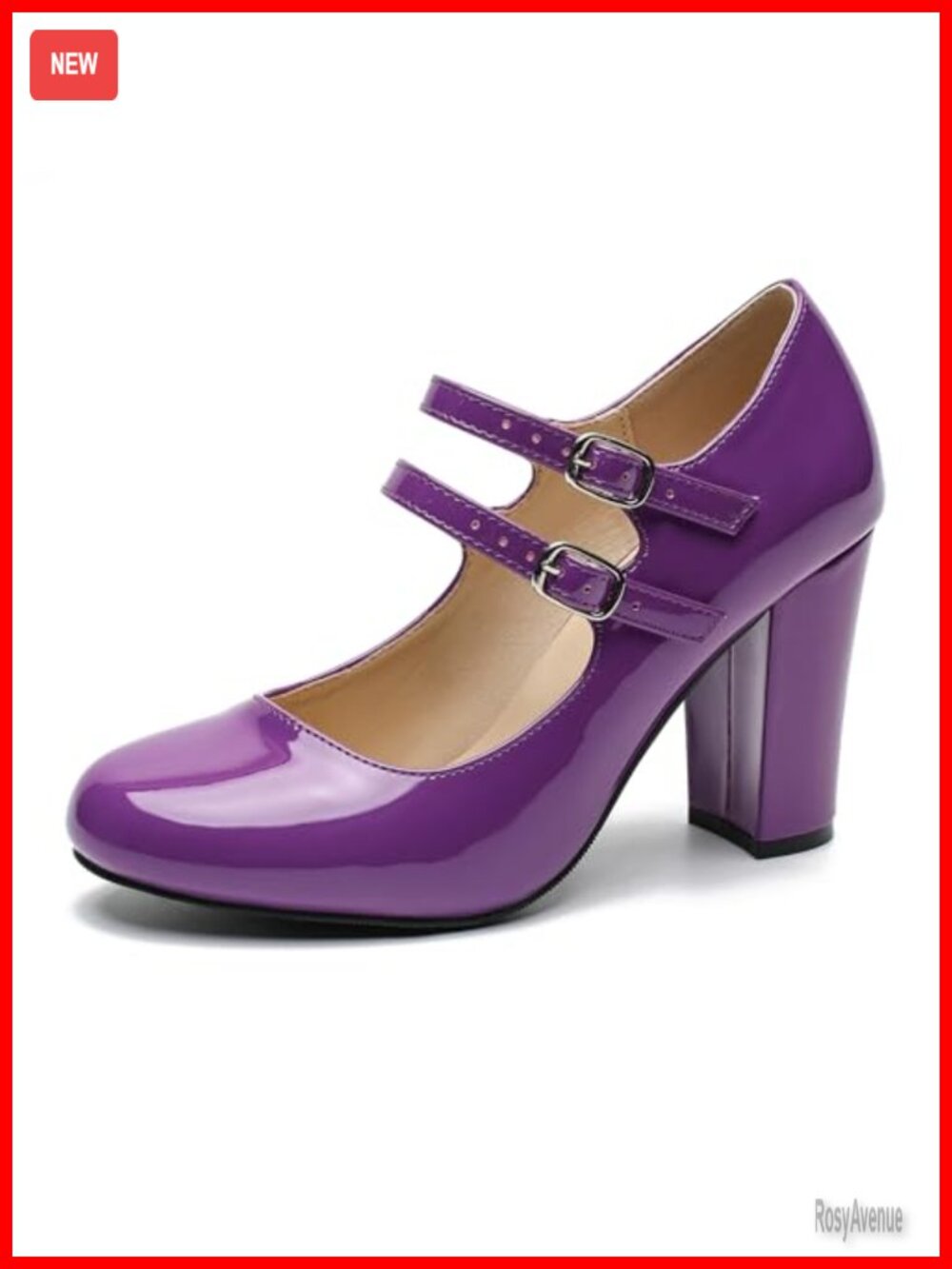 Mary Jane Pumps Double Strap Chunky Block High Heel Round Toe Dress Shoes